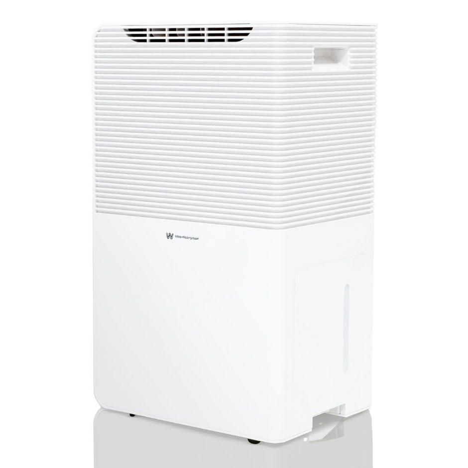 White Westinghouse AWHD-40L dehumidifier by JET INDIA showing front view with digital control panel and water collection tank.