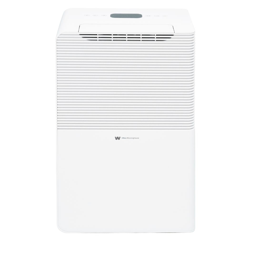 Westinghouse AWHD-40L white dehumidifier by JET INDIA, 40 liters per day, showing front view with digital controls and air vent.