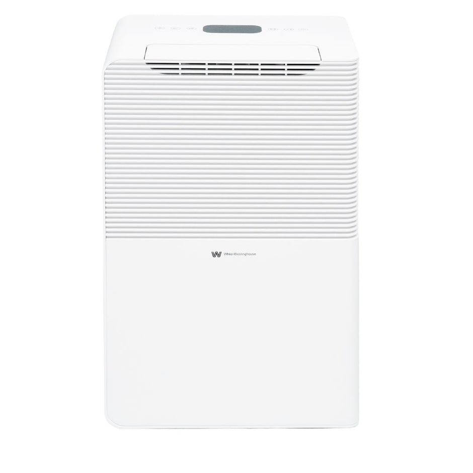 Westinghouse AWHD-40L white dehumidifier by JET INDIA, 40 liters per day, showing front view with digital controls and air vent.