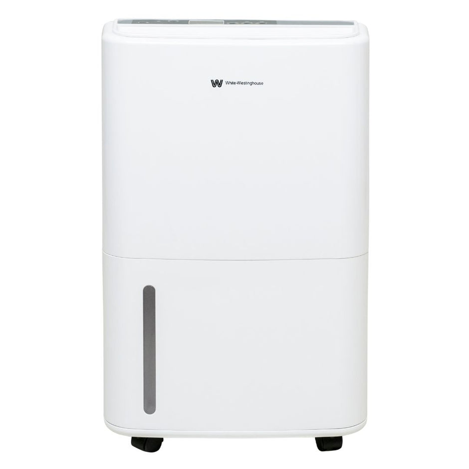 White Westinghouse AWHD-20L dehumidifier by JET INDIA, 20-litre capacity, showing front view with control panel and vents.