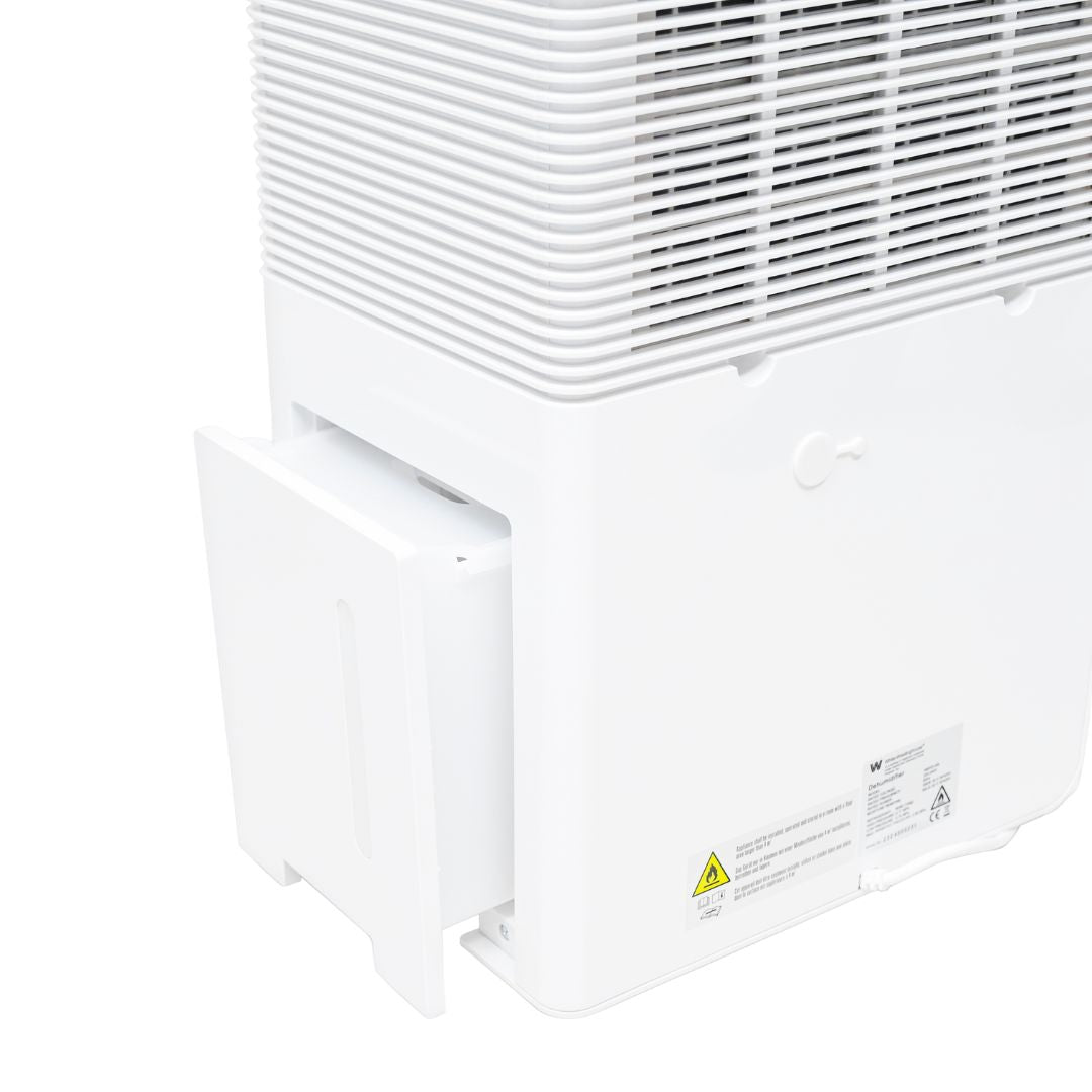 Westinghouse AWHD-40L white dehumidifier by JET INDIA, showing a sleek appliance with digital controls and a water collection tank.