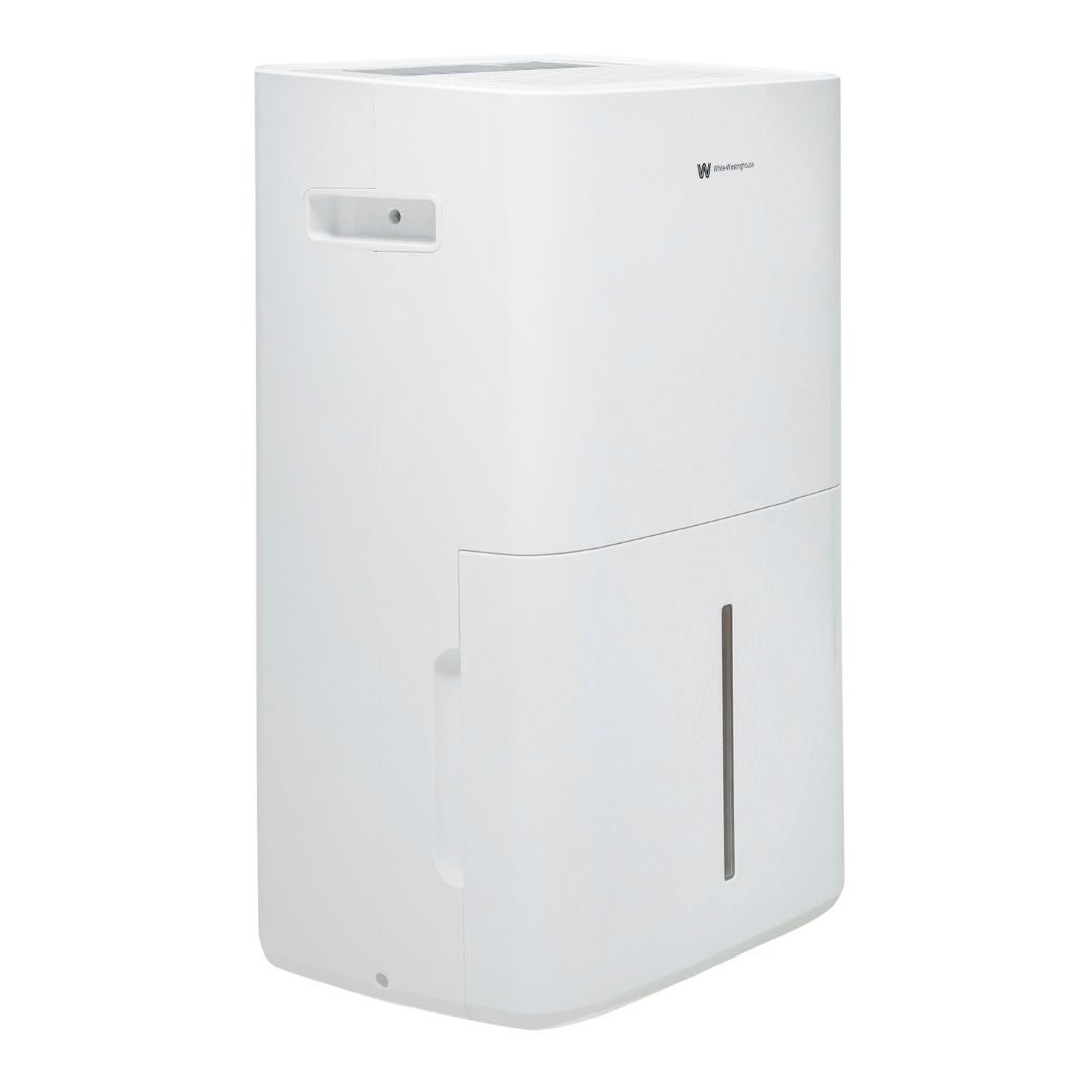 Westinghouse AWHD-307L white dehumidifier by JET INDIA showing front view with digital control panel and water collection tank