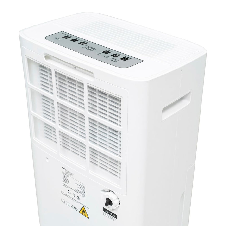 White Westinghouse AWHD-307L dehumidifier by JET INDIA showing a compact, modern design with control panel and air vents.