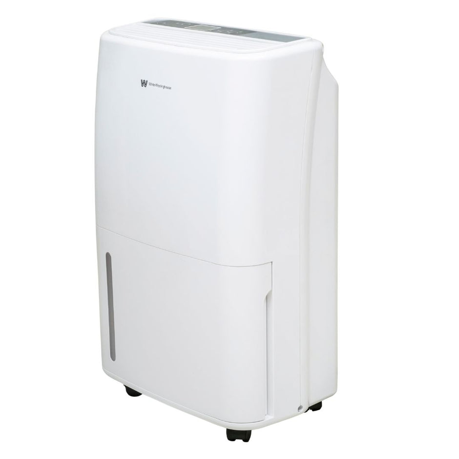White Westinghouse AWHD-20L dehumidifier by JET INDIA, showing the compact appliance with control panel and air vents.