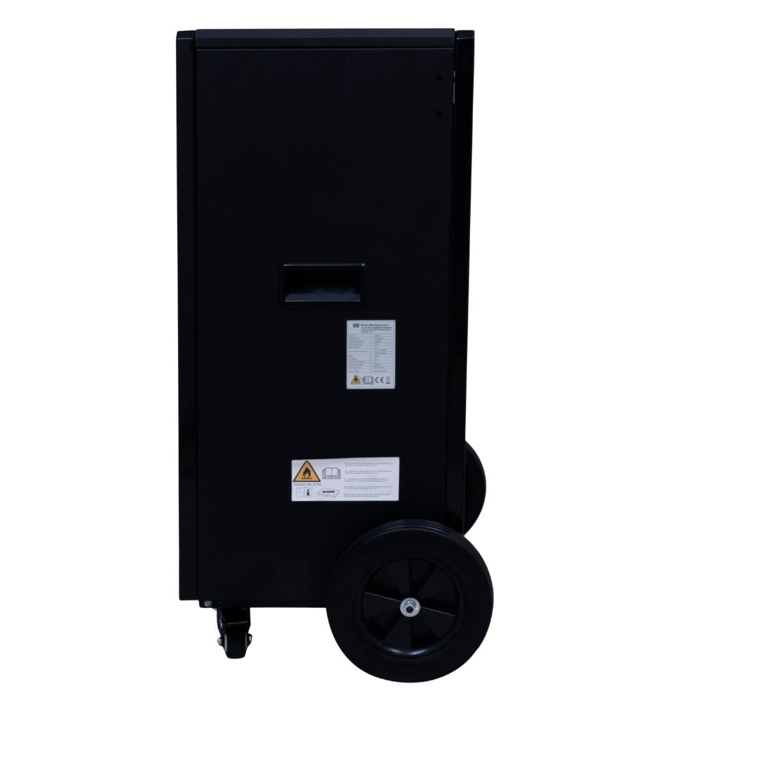 White Westinghouse WDE 100 dehumidifier by JET INDIA, 100 liters per day, showing its front view with digital controls.