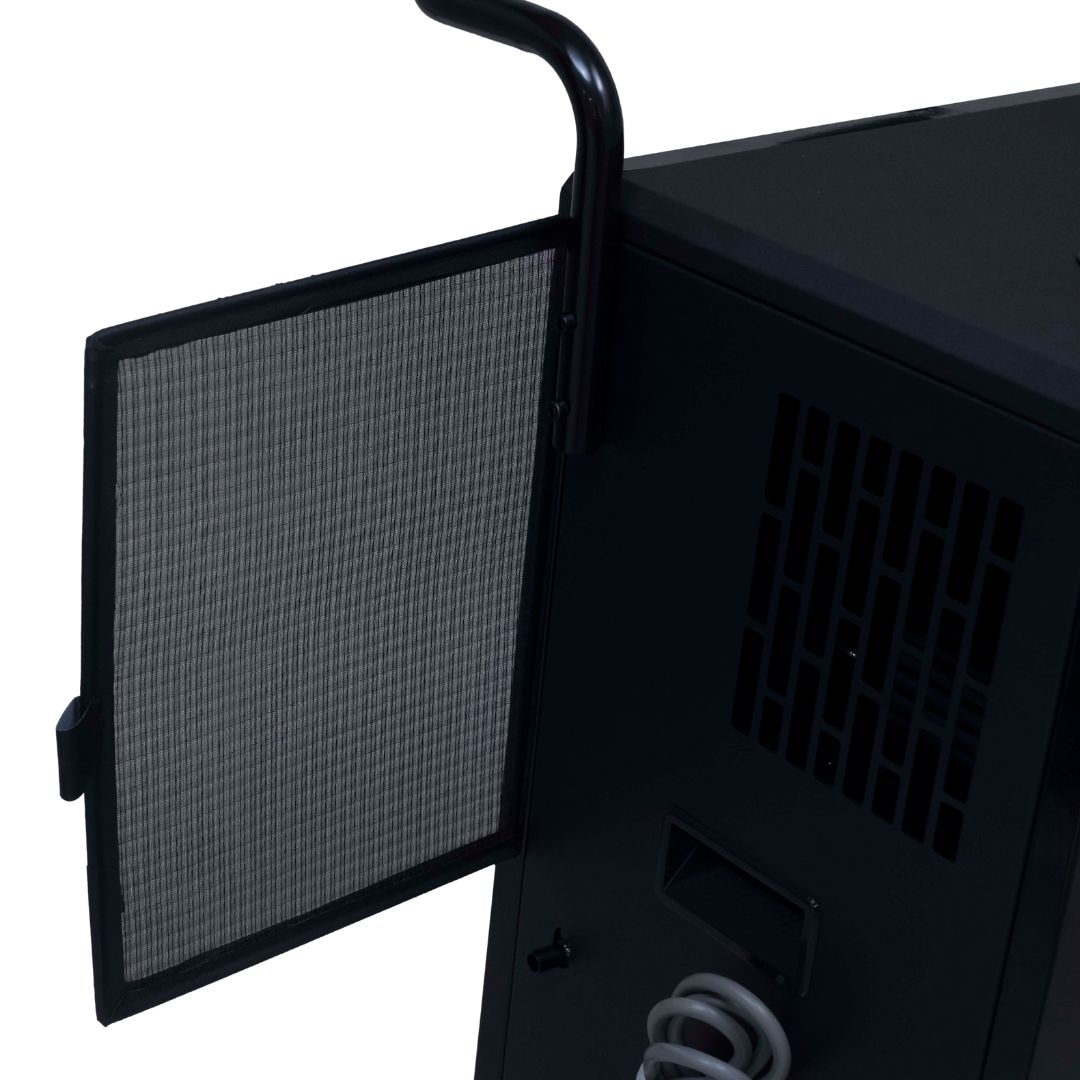 White Westinghouse WDE 100 dehumidifier by JET INDIA showing the 100-litre capacity and sleek design for effective moisture removal.