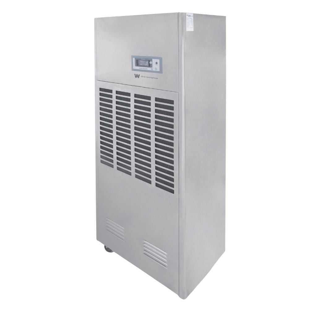White Westinghouse WDE150S dehumidifier by JET INDIA, showing the compact appliance with digital controls and vent openings.
