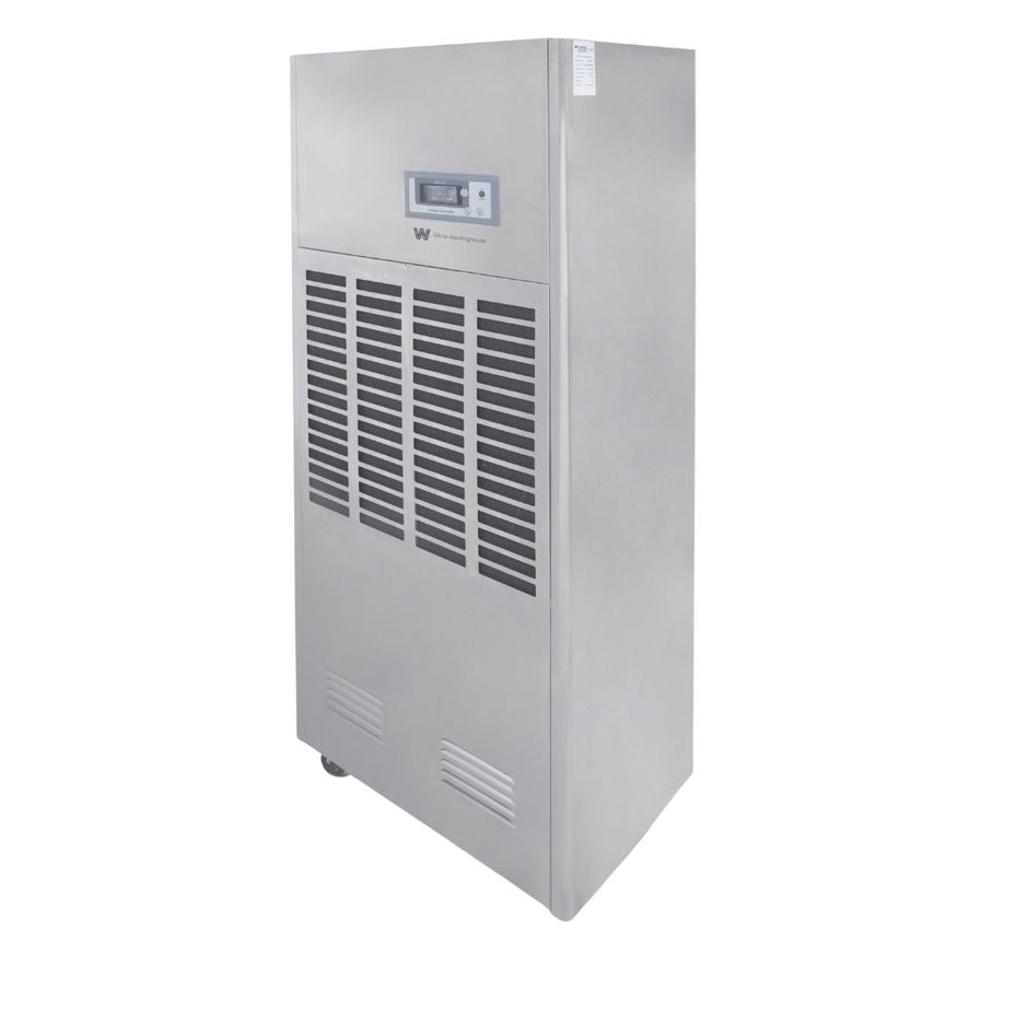 White Westinghouse WDE150S dehumidifier by JET INDIA, showing the compact appliance with digital controls and vent openings.