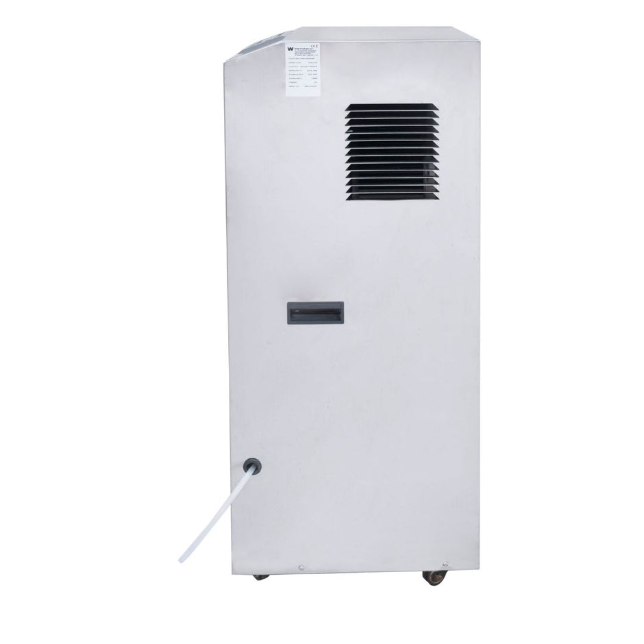 White Westinghouse WDE 110S dehumidifier by JET INDIA, showing its front view with digital control panel and water collection tank.