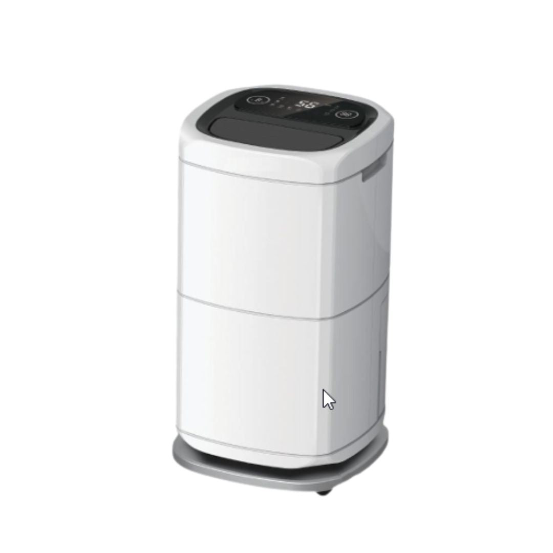 White Westinghouse WDE 606 dehumidifier from JET INDIA with a sleek design, showing the control panel and air vents.
