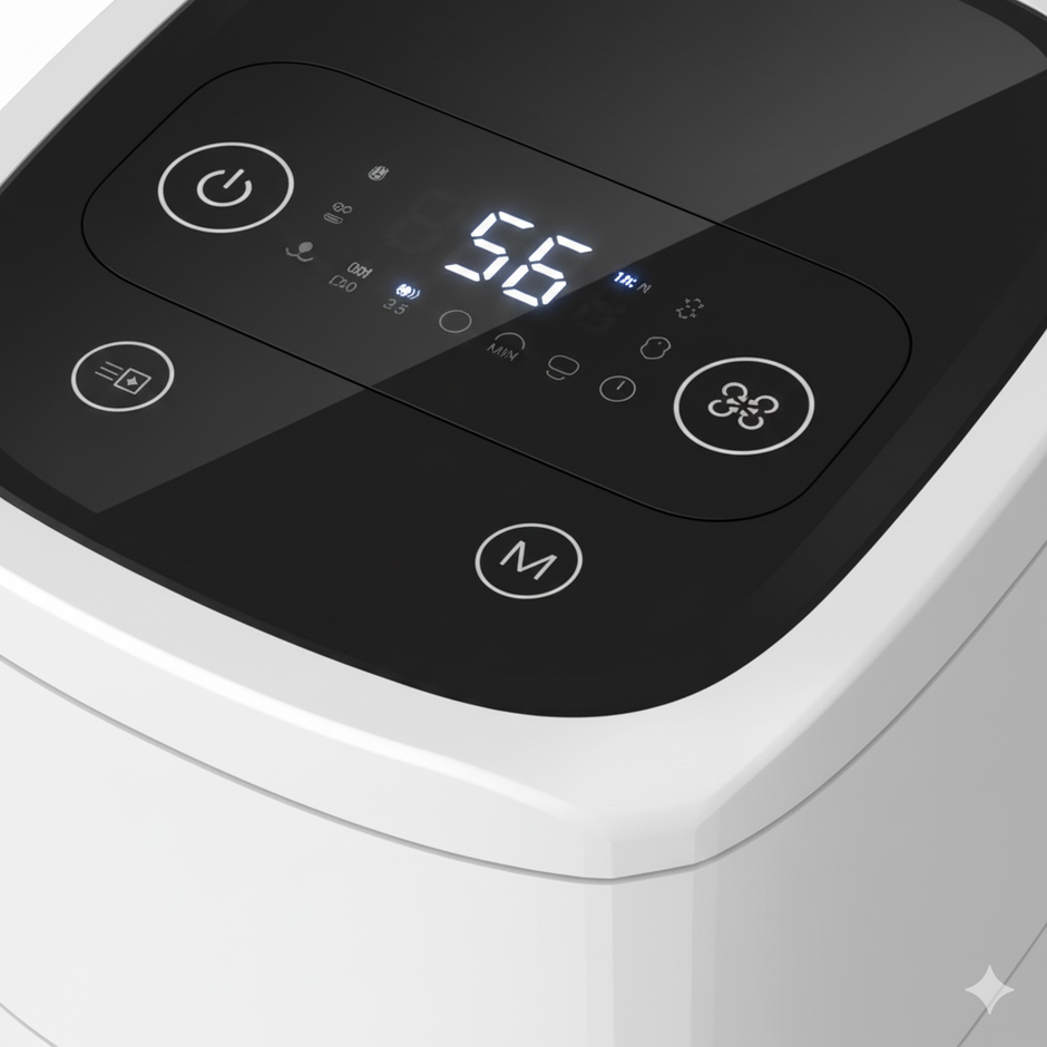 White Westinghouse WDE 606 dehumidifier by JET INDIA with digital display and vents, designed to remove 60 liters of moisture daily.