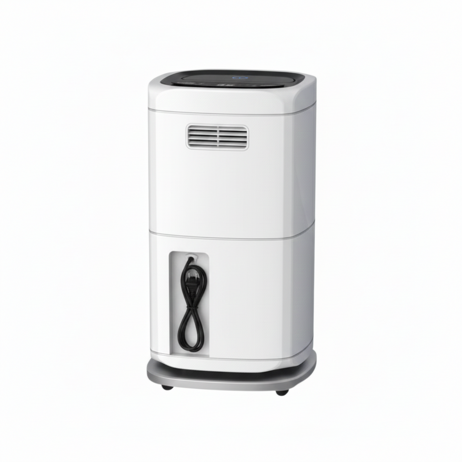 White Westinghouse WDE 606 dehumidifier by JET INDIA, showing a sleek appliance with digital controls on a modern background.